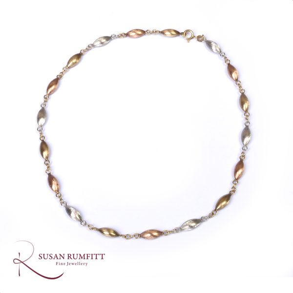 A Three Colour Gold Necklace and Bracelet Set