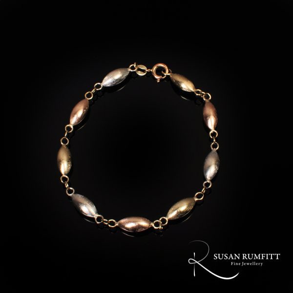 A Three Colour Gold Necklace and Bracelet Set