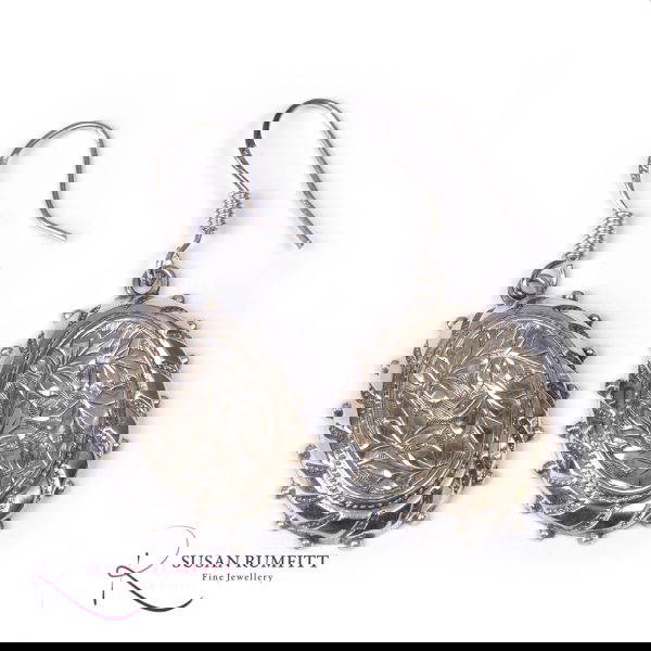 A Pair of Silver Earrings Circa 1880
