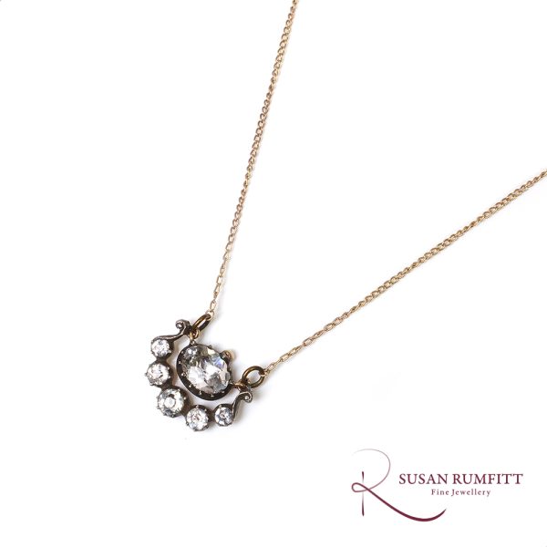 A Georgian Black Dot Paste Pendant Necklace