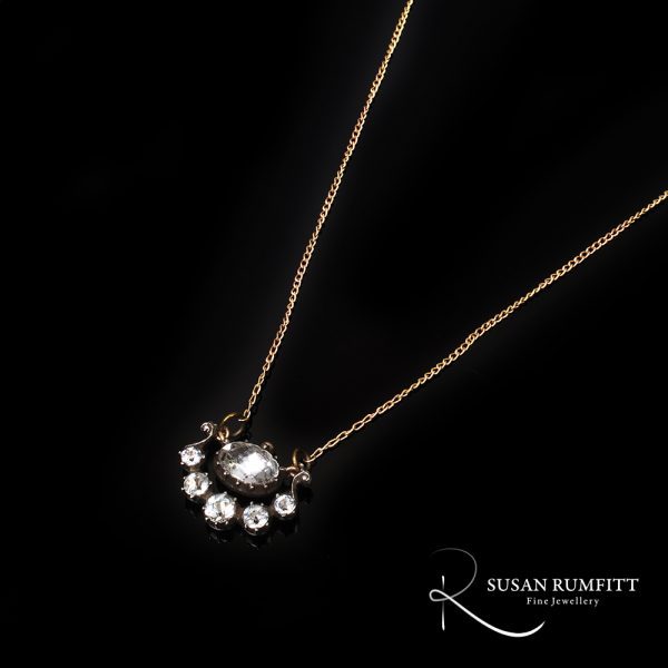 A Georgian Black Dot Paste Pendant Necklace
