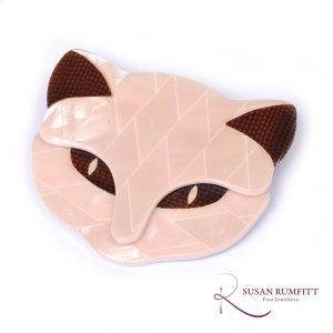 A Lea Stein Attila Cat Head Brooch