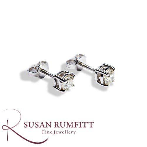 A Pair of Diamond Stud Earrings