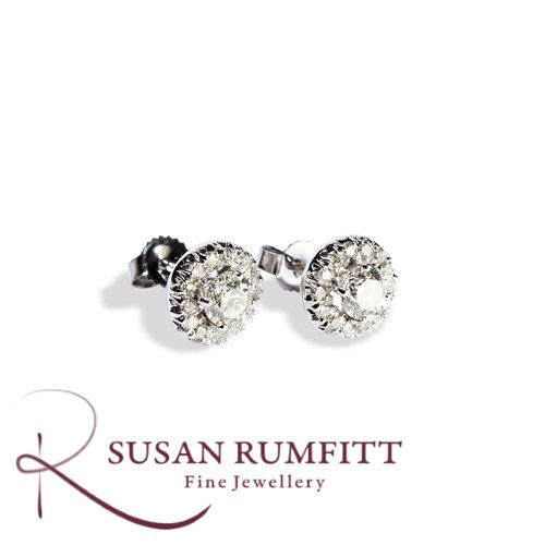 A Pair of Diamond Cluster Stud Earrings