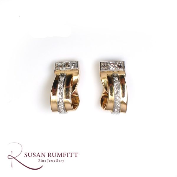 Diamond Clip on Earrings, Circa 1940
