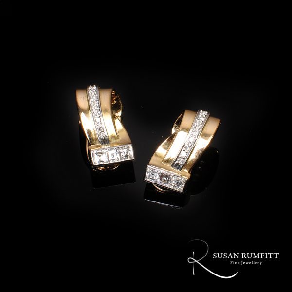 Diamond Clip on Earrings, Circa 1940
