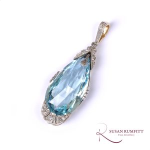 An Antique Aquamarine and Diamond Pendant, circa 1900