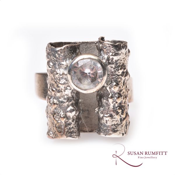 A Brofod Aktiebolaget Synthetic Spinel Silver Ring, Swedish, 1974