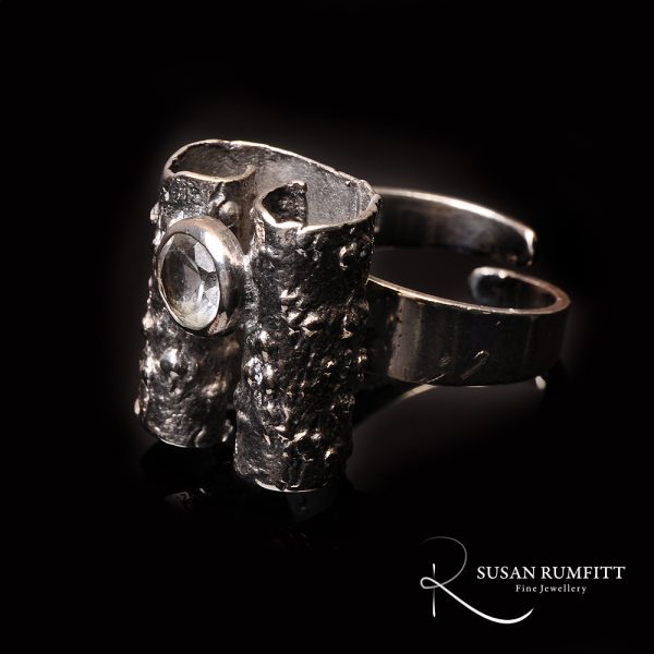 A Brofod Aktiebolaget Synthetic Spinel Silver Ring, Swedish, 1974