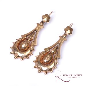 A Pair of Gold Archaeological Revival Pendant Earrings