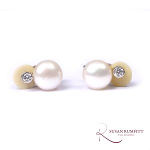 353M A Pair of Cultured Pearl and CZ Clip On Earrings