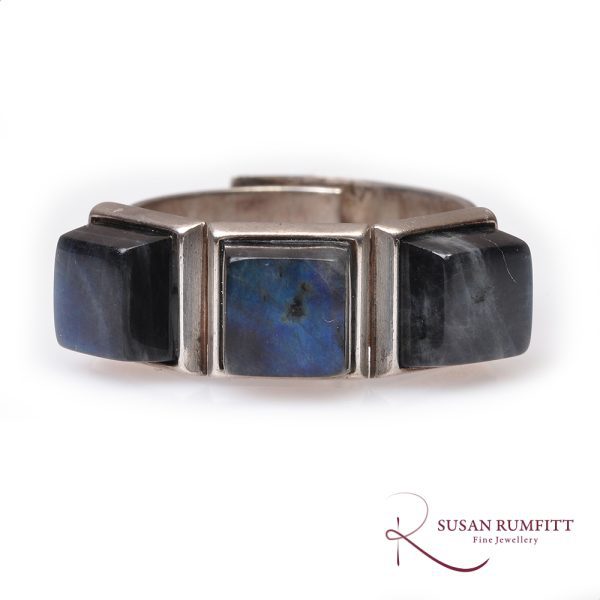 David Andersen, Norway; Labraordite Three Stone Silver Ring