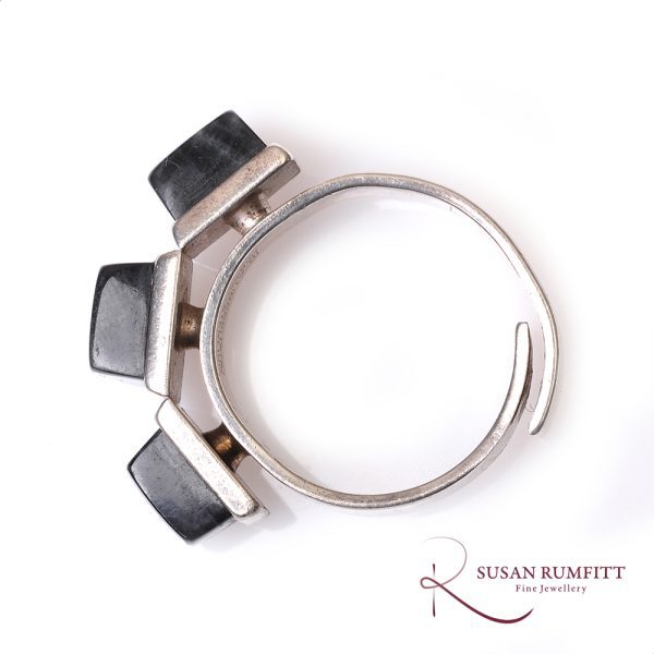 David Andersen, Norway; Labraordite Three Stone Silver Ring