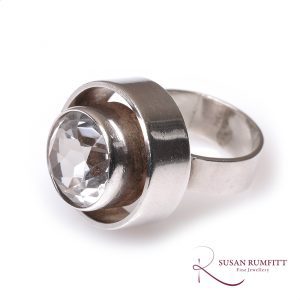 387M A Mid Century Modernist Rock Crystal Silver Ring Niels Erik