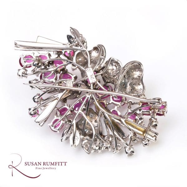 407M A Ruby and Diamond Abstract Spray Brooch, circa 1960