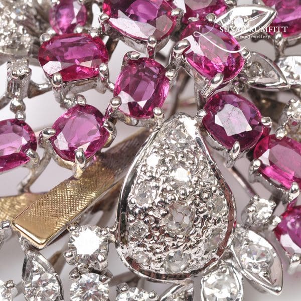 407M A Ruby and Diamond Abstract Spray Brooch, circa 1960