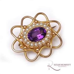 411M Victorian Amethyst and Seed Pearl Brooch, circa 1890