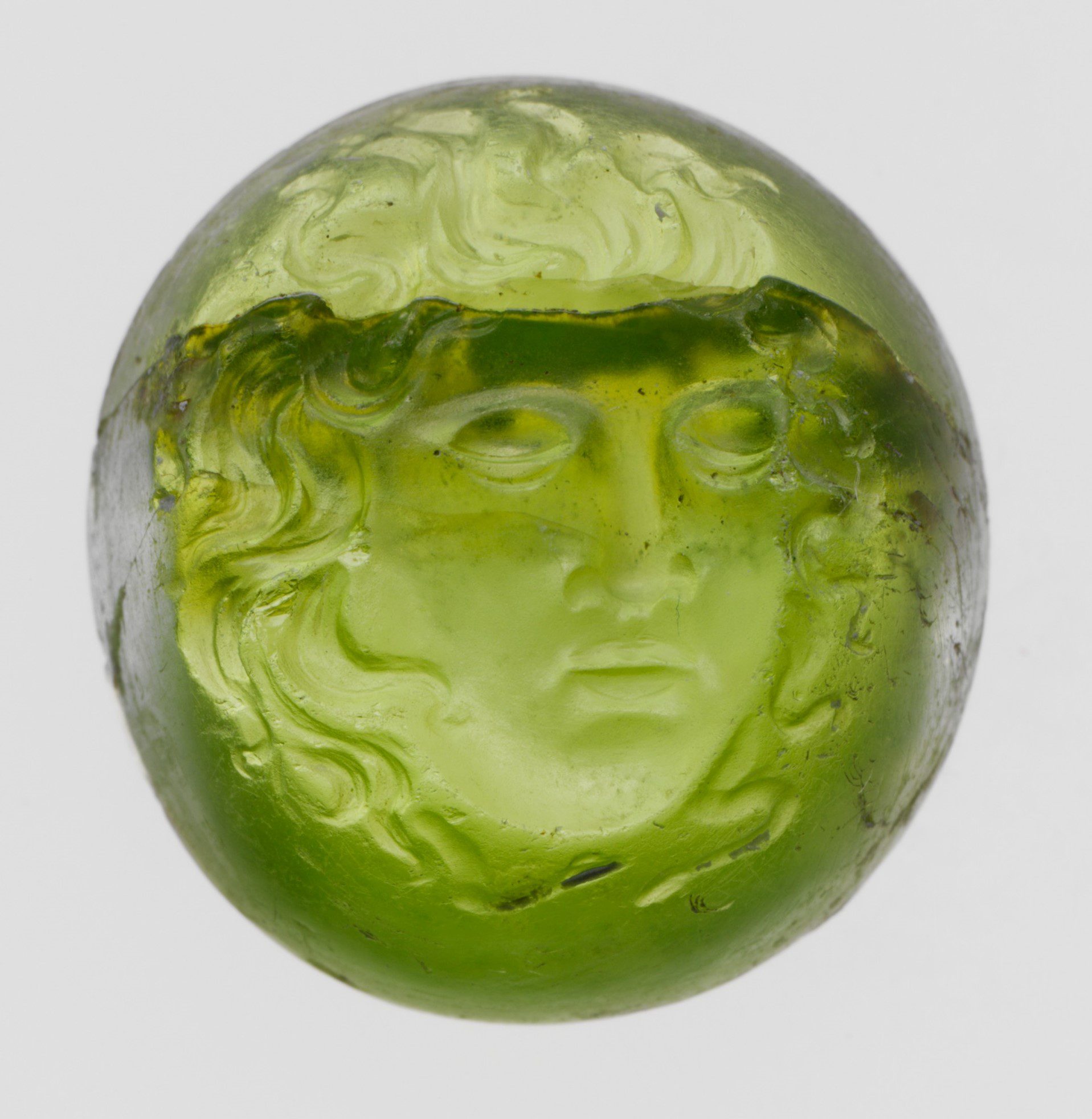 Ancient Peridot Carving Peridot Medusa
