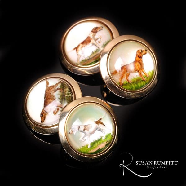 408M Essex Crystal Hunting Dog Cufflinks