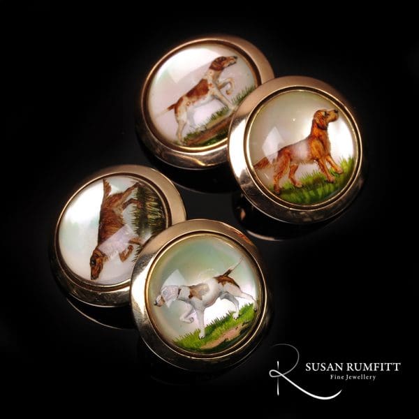 408M Essex Crystal Hunting Dog Cufflinks