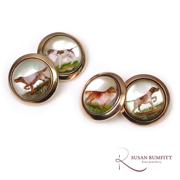 408M Essex Crystal Hunting Dog Cufflinks