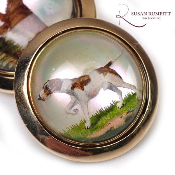 408M Essex Crystal Hunting Dog Cufflinks
