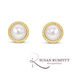 424V freshwater button pearl earrings