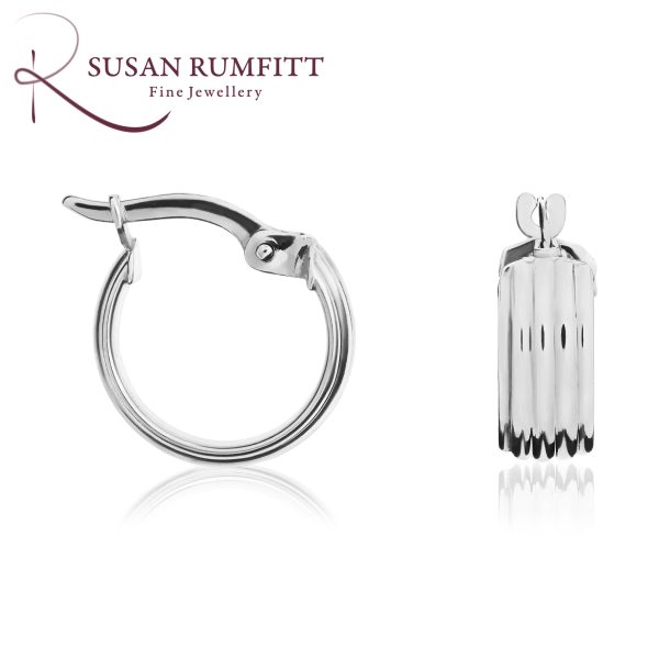 432V A Pair of Triple Row White Gold Hoop Earrings