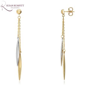 A Pair of Bi-Coloured Gold Drop Pendant Earrings