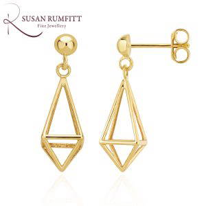437V Gold Wire 3D Kite Drop Earrings