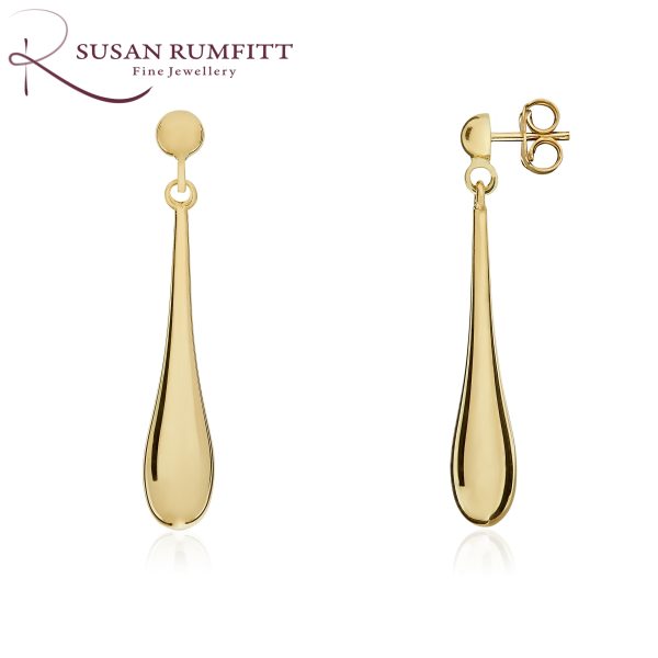 441V Gold Torpedo Drop Pendant Earrings
