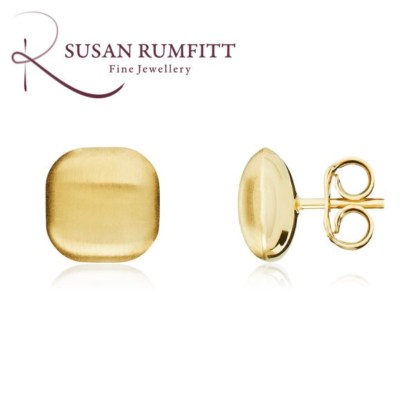 442V Satin Finished Cushion Stud Earrings