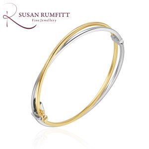 446V Bi-Coloured Gold Cross-Over Bangle