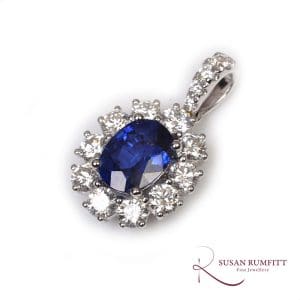 458V A Sapphire and Diamond Cluster Pendant