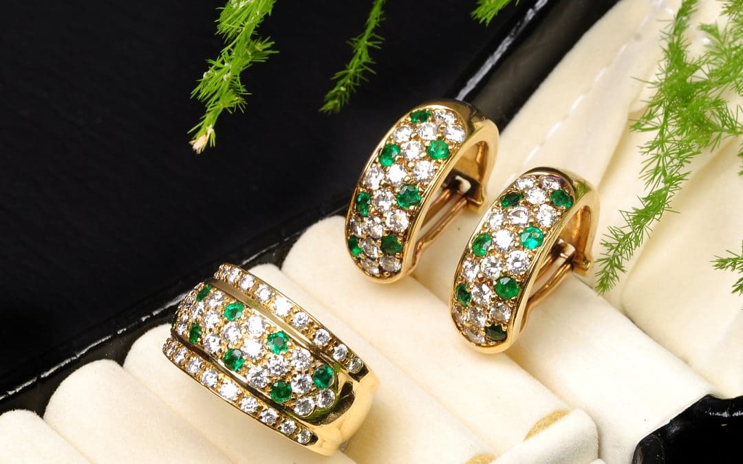 gold diamond ring and earrings