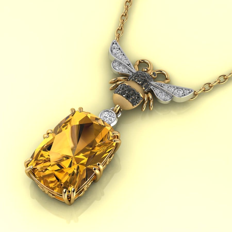 Cushion Cut Citrine Pendant Charles & Camilla Coronation